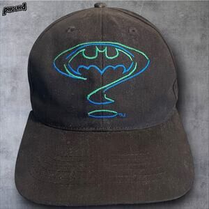 Vintage Batman Forever Hat Cap Snap Back Black Embroidered Movie DC Comics 90s